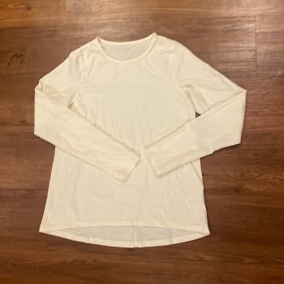 Lands’End Crew Neck Longsleeve Cream Shirt - Picture 1 of 3